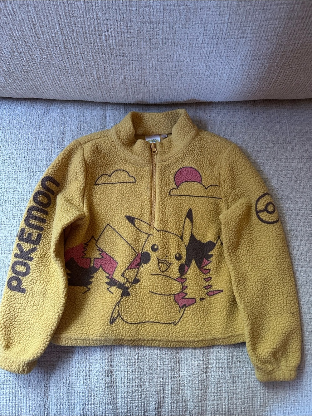 Pokémon Kids' Yellow Pikachu Fleece Jacket Size 8